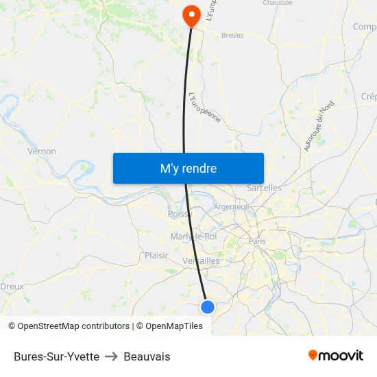 Bures-Sur-Yvette to Beauvais map