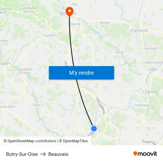 Butry-Sur-Oise to Beauvais map