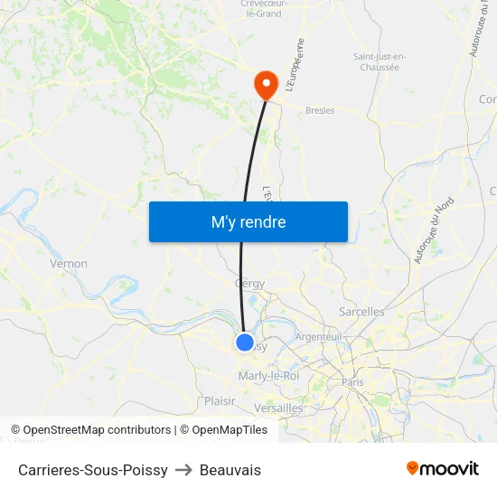 Carrieres-Sous-Poissy to Beauvais map