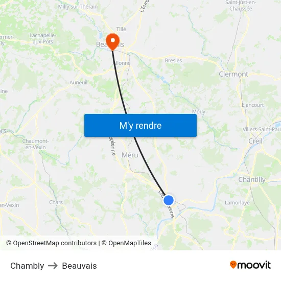 Chambly to Beauvais map