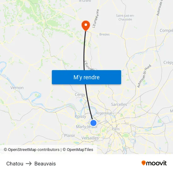 Chatou to Beauvais map