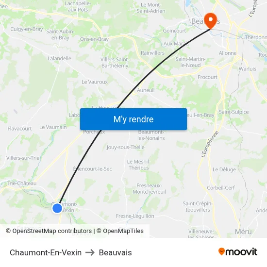 Chaumont-En-Vexin to Beauvais map