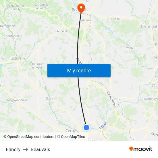 Ennery to Beauvais map