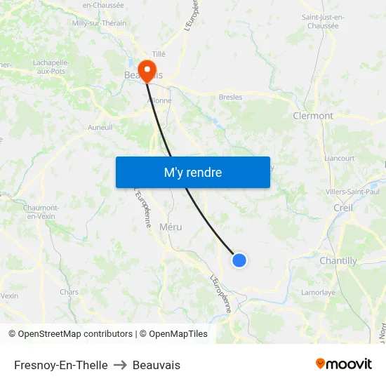 Fresnoy-En-Thelle to Beauvais map