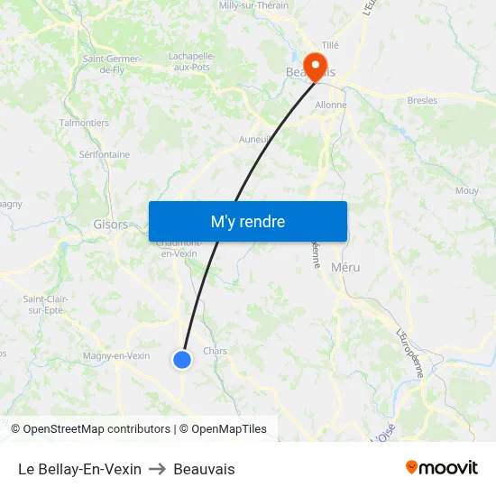 Le Bellay-En-Vexin to Beauvais map