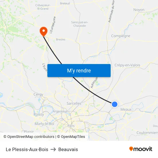Le Plessis-Aux-Bois to Beauvais map