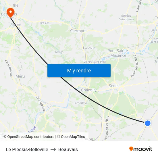 Le Plessis-Belleville to Beauvais map