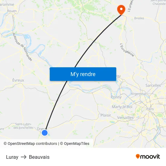Luray to Beauvais map