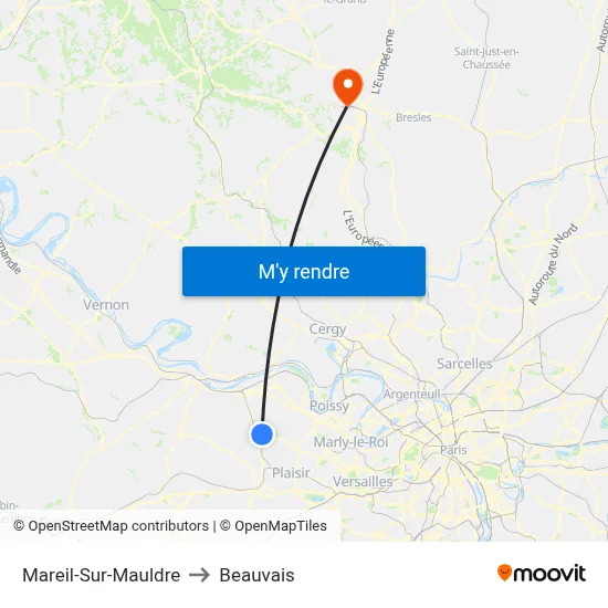 Mareil-Sur-Mauldre to Beauvais map