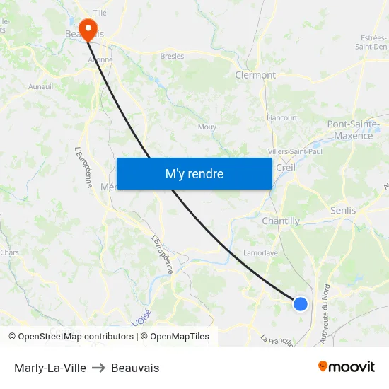 Marly-La-Ville to Beauvais map