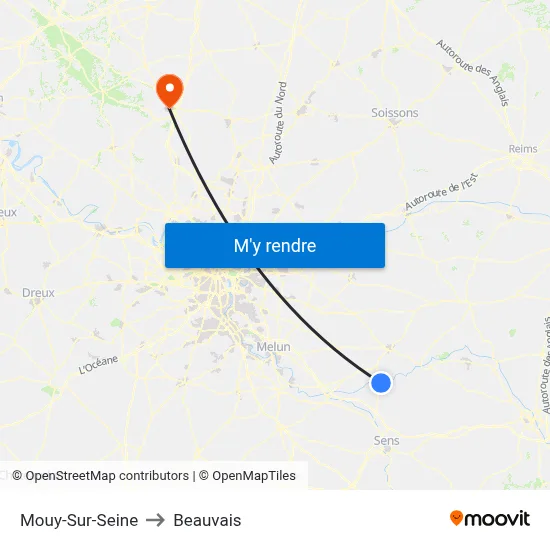 Mouy-Sur-Seine to Beauvais map