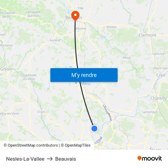 Nesles-La-Vallee to Beauvais map