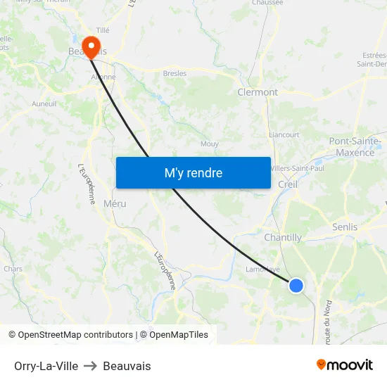 Orry-La-Ville to Beauvais map