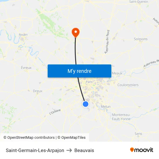 Saint-Germain-Les-Arpajon to Beauvais map