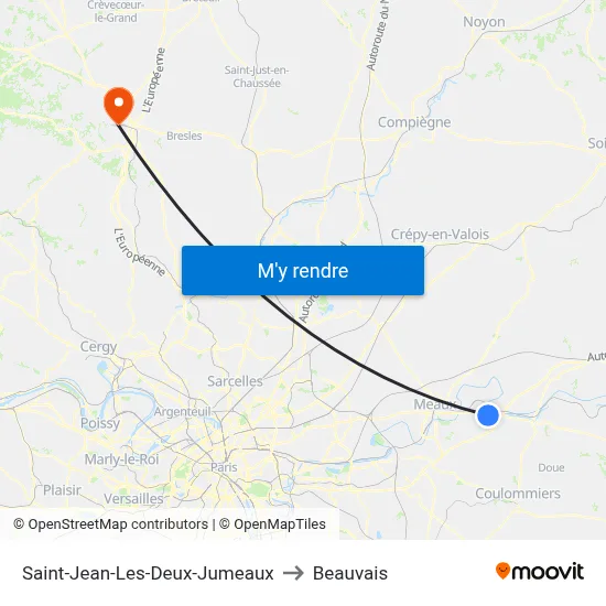 Saint-Jean-Les-Deux-Jumeaux to Beauvais map