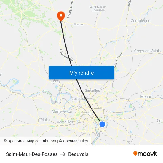 Saint-Maur-Des-Fosses to Beauvais map