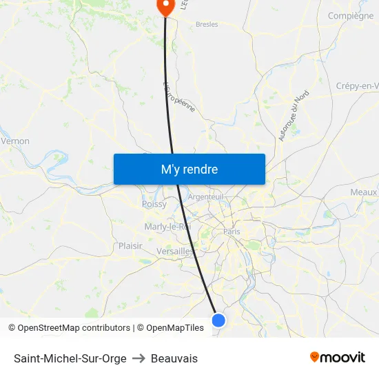 Saint-Michel-Sur-Orge to Beauvais map