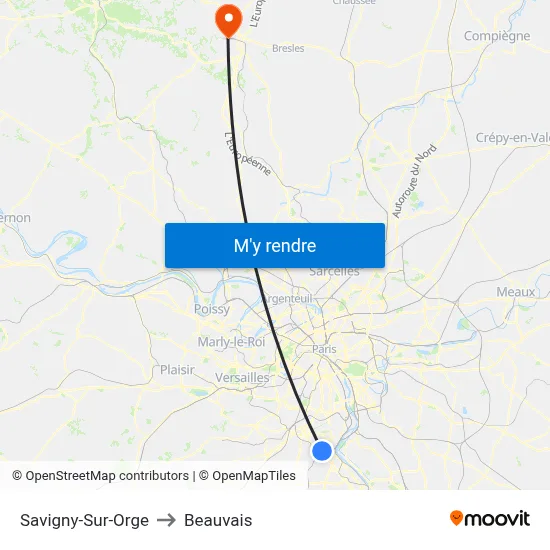 Savigny-Sur-Orge to Beauvais map