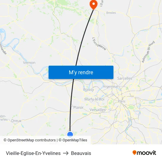 Vieille-Eglise-En-Yvelines to Beauvais map