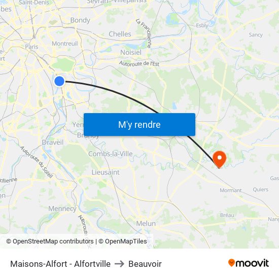 Maisons-Alfort - Alfortville to Beauvoir map