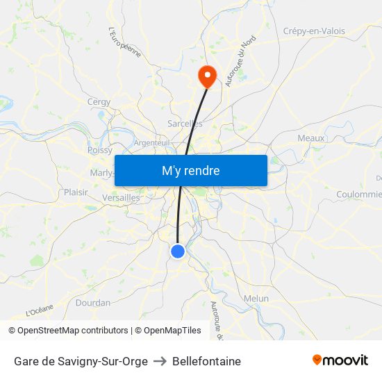 Gare de Savigny-Sur-Orge to Bellefontaine map