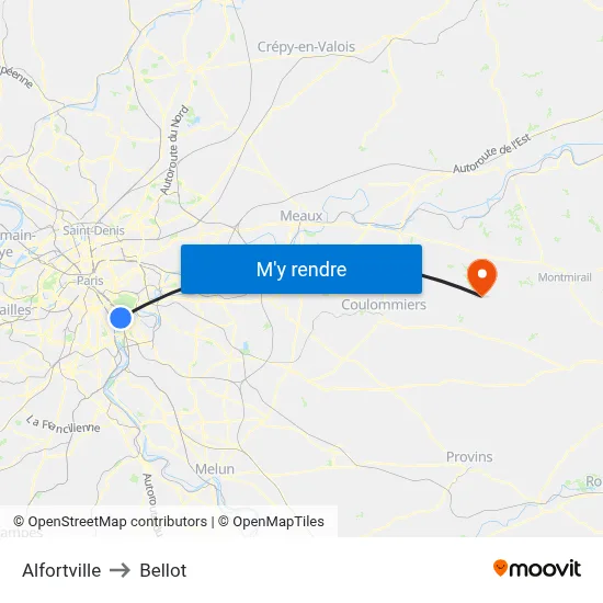 Alfortville to Bellot map