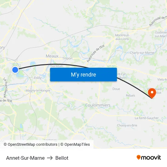 Annet-Sur-Marne to Bellot map