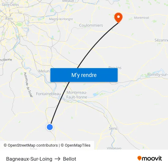 Bagneaux-Sur-Loing to Bellot map
