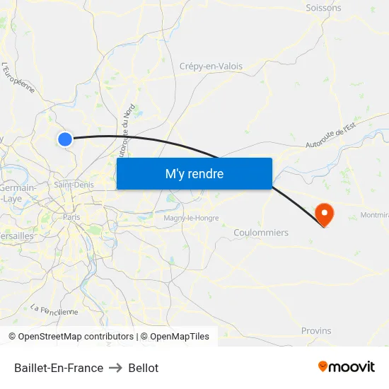 Baillet-En-France to Bellot map
