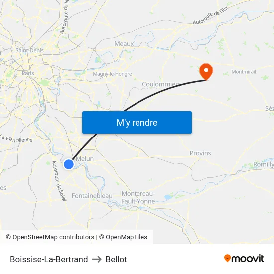 Boissise-La-Bertrand to Bellot map