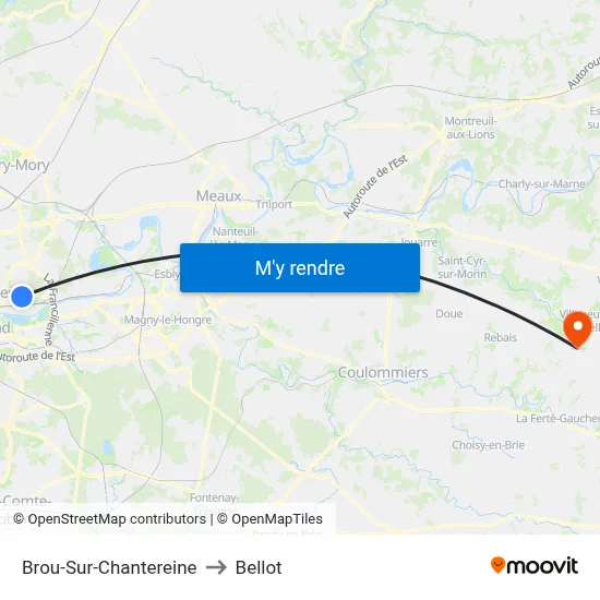 Brou-Sur-Chantereine to Bellot map