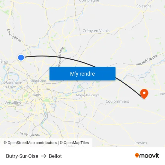 Butry-Sur-Oise to Bellot map