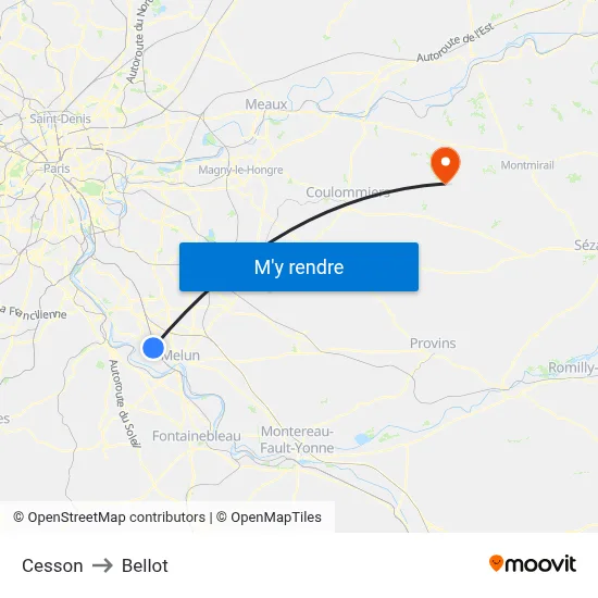 Cesson to Bellot map