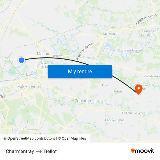 Charmentray to Bellot map