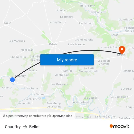 Chauffry to Bellot map