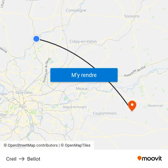 Creil to Bellot map
