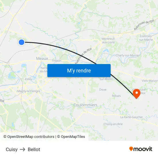 Cuisy to Bellot map