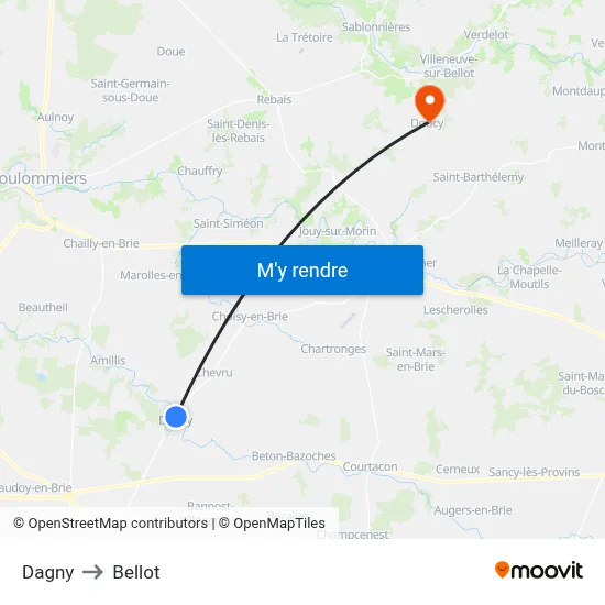 Dagny to Bellot map