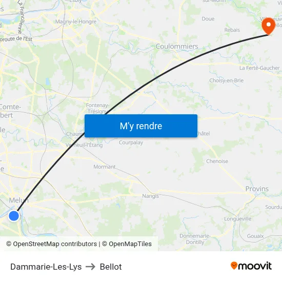 Dammarie-Les-Lys to Bellot map
