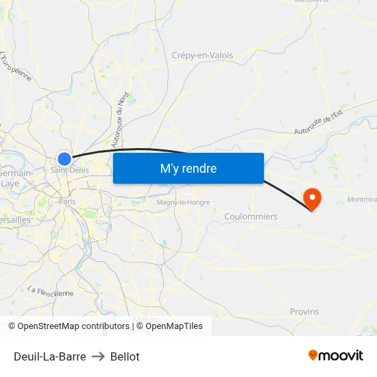 Deuil-La-Barre to Bellot map