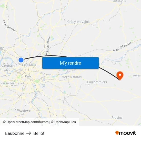 Eaubonne to Bellot map