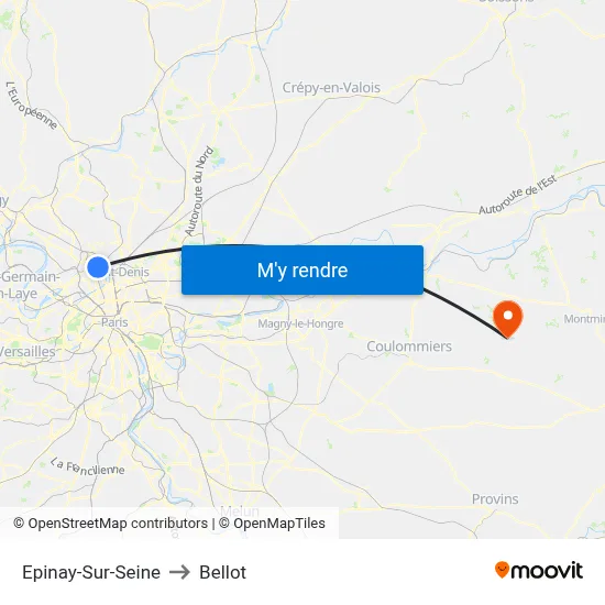 Epinay-Sur-Seine to Bellot map