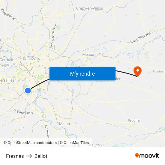 Fresnes to Bellot map