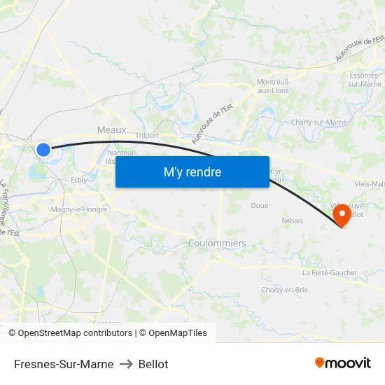 Fresnes-Sur-Marne to Bellot map