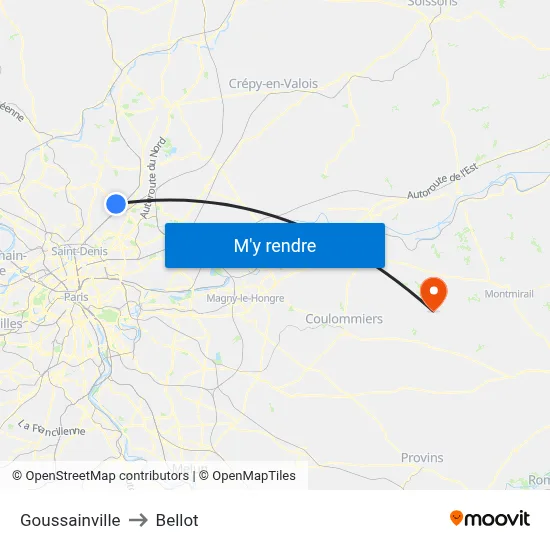 Goussainville to Bellot map