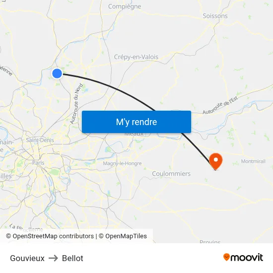 Gouvieux to Bellot map