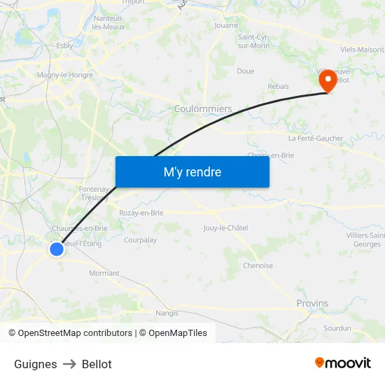 Guignes to Bellot map