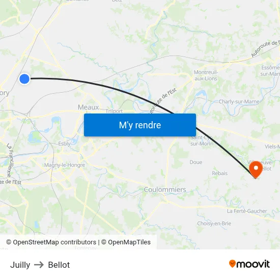 Juilly to Bellot map