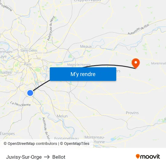 Juvisy-Sur-Orge to Bellot map