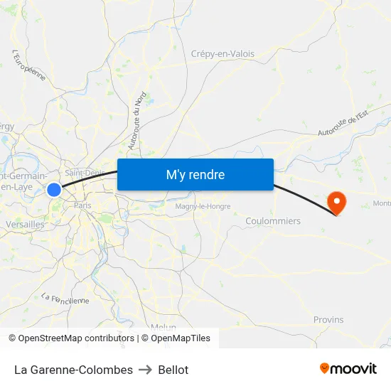 La Garenne-Colombes to Bellot map
